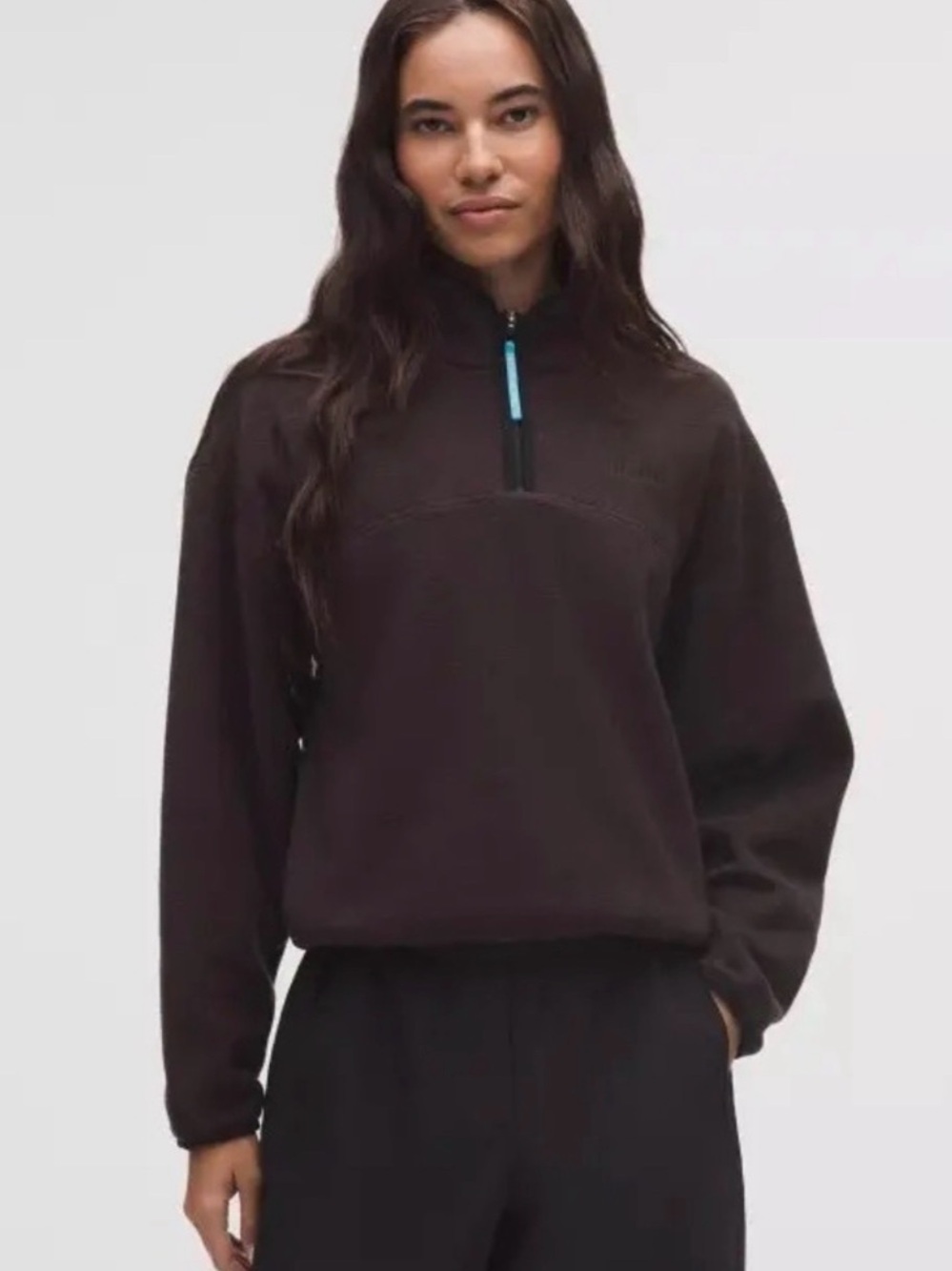 Lululemon Tumbled Half Zip Fleece - sequoia/black/fresco blue